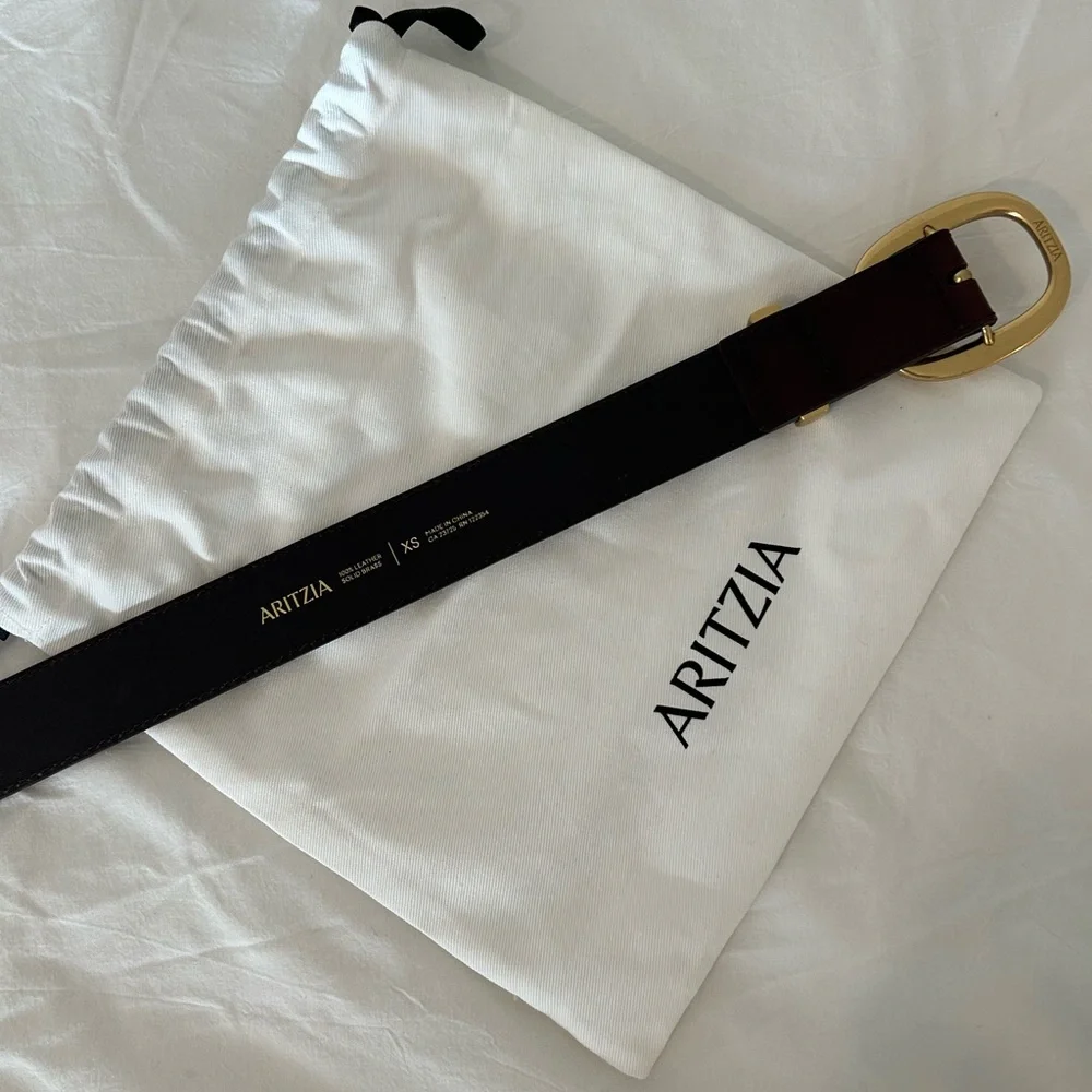 Aritzia Dark Brown Belt with Gold Hardware - Picture 4 of 7